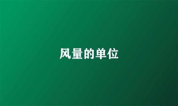 风量的单位