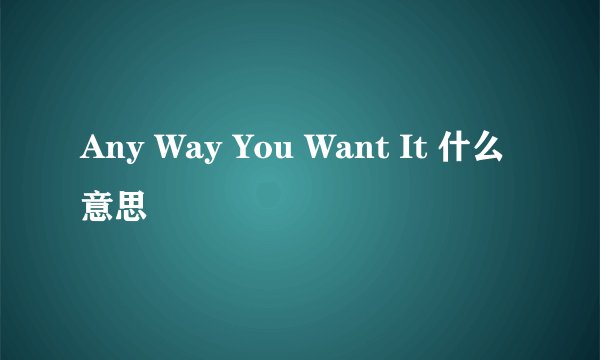Any Way You Want It 什么意思