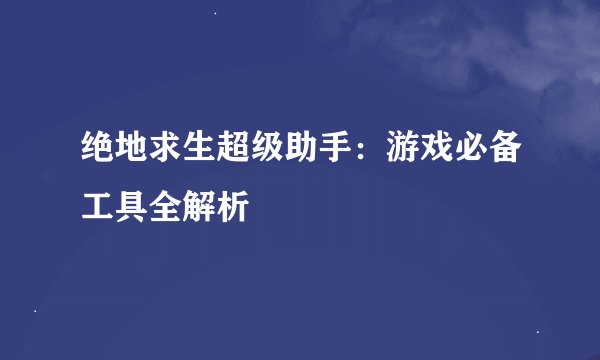 绝地求生超级助手：游戏必备工具全解析