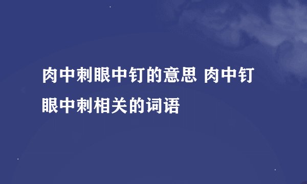 肉中刺眼中钉的意思 肉中钉眼中刺相关的词语