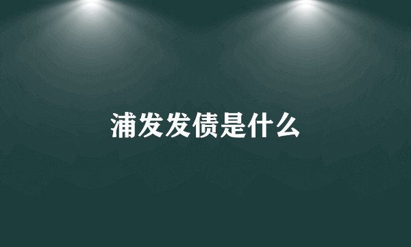 浦发发债是什么