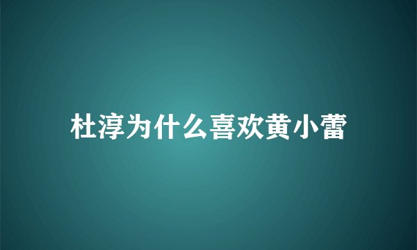 杜淳为什么喜欢黄小蕾