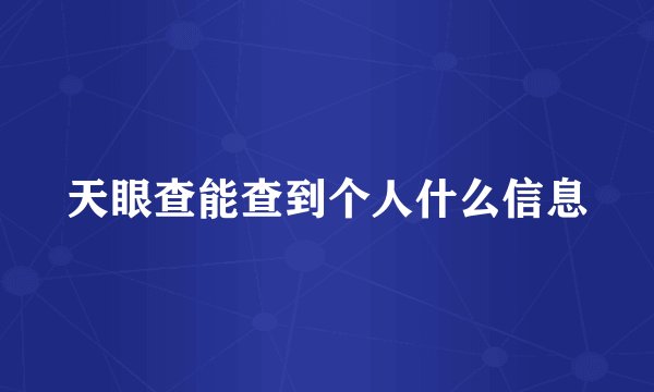 天眼查能查到个人什么信息