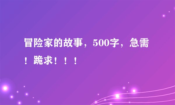 冒险家的故事，500字，急需！跪求！！！