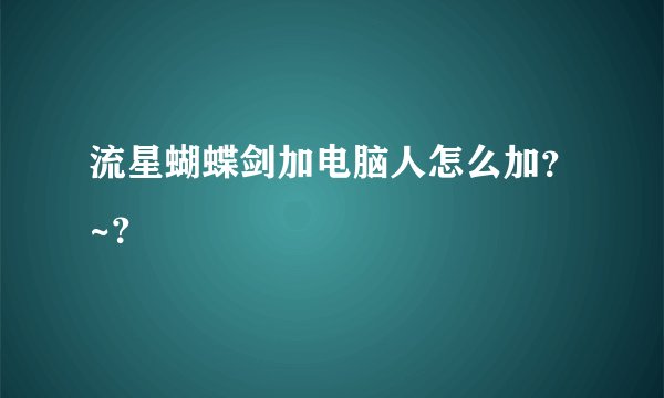 流星蝴蝶剑加电脑人怎么加？~？