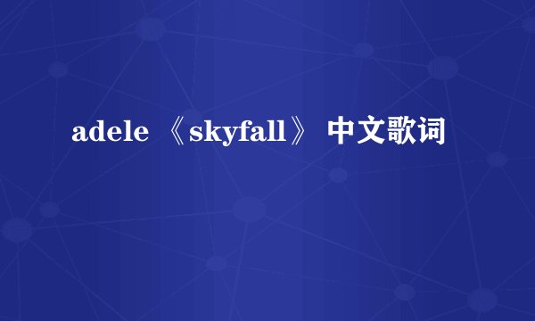 adele 《skyfall》 中文歌词