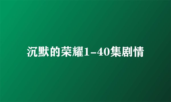 沉默的荣耀1-40集剧情