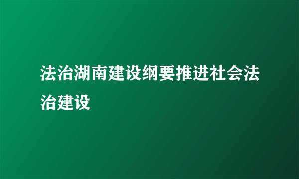 法治湖南建设纲要推进社会法治建设