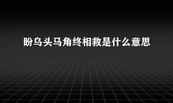 盼乌头马角终相救是什么意思