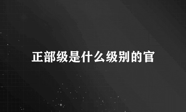 正部级是什么级别的官