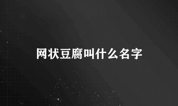 网状豆腐叫什么名字