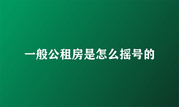 一般公租房是怎么摇号的