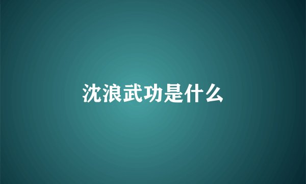 沈浪武功是什么