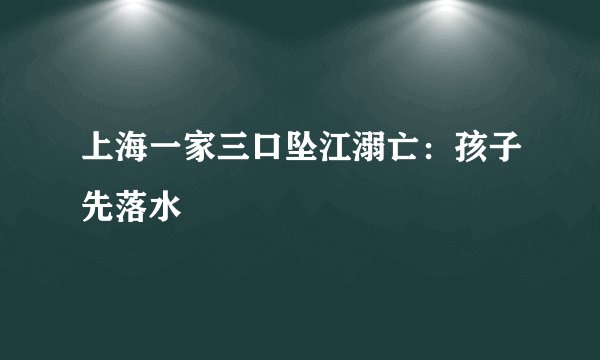 上海一家三口坠江溺亡：孩子先落水