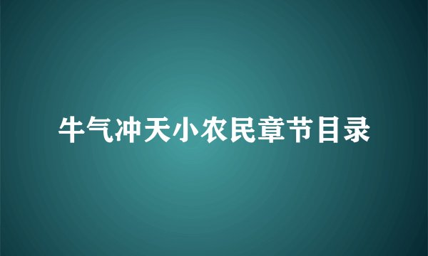 牛气冲天小农民章节目录