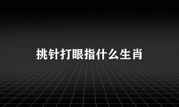 挑针打眼指什么生肖