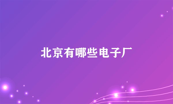 北京有哪些电子厂