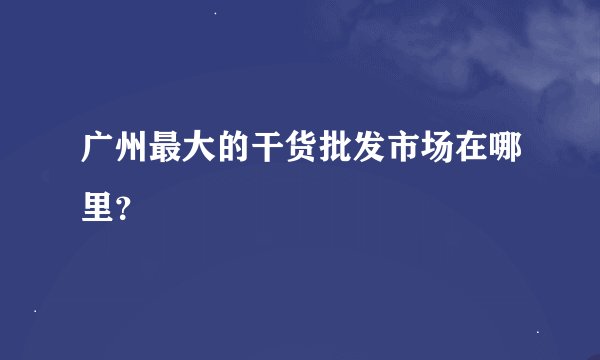 广州最大的干货批发市场在哪里？