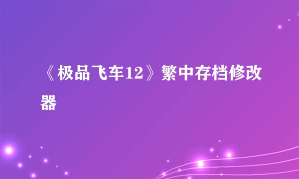 《极品飞车12》繁中存档修改器