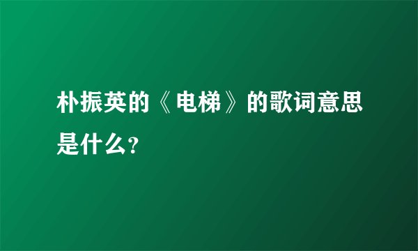 朴振英的《电梯》的歌词意思是什么？