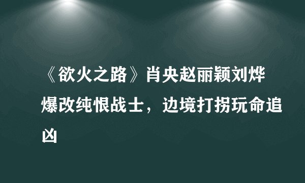 《欲火之路》肖央赵丽颖刘烨爆改纯恨战士，边境打拐玩命追凶