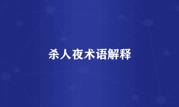 杀人夜术语解释