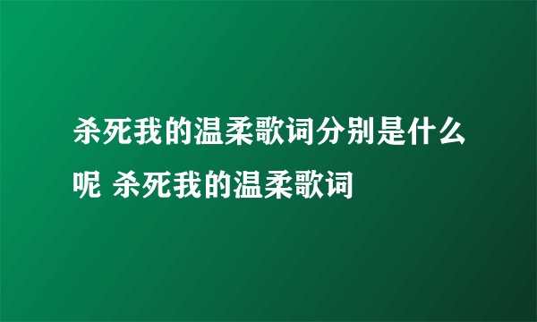 杀死我的温柔歌词分别是什么呢 杀死我的温柔歌词