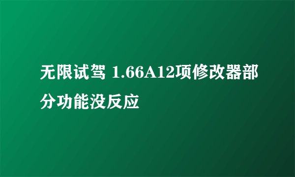 无限试驾 1.66A12项修改器部分功能没反应