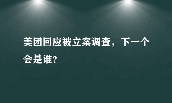美团回应被立案调查，下一个会是谁？