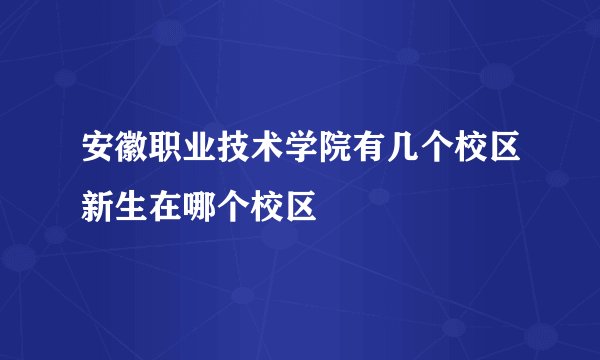安徽职业技术学院有几个校区新生在哪个校区