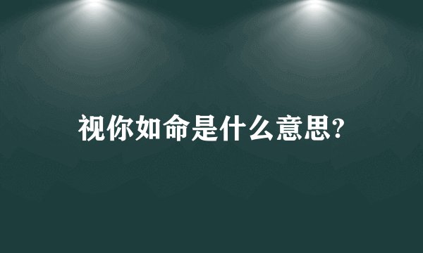 视你如命是什么意思?