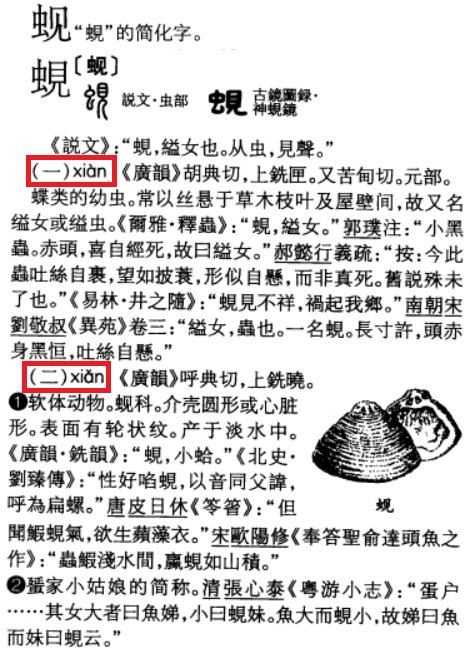 蚬字怎么读?读音是什么？