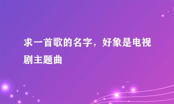 求一首歌的名字，好象是电视剧主题曲