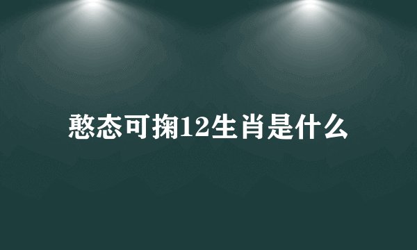 憨态可掬12生肖是什么
