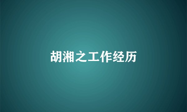 胡湘之工作经历