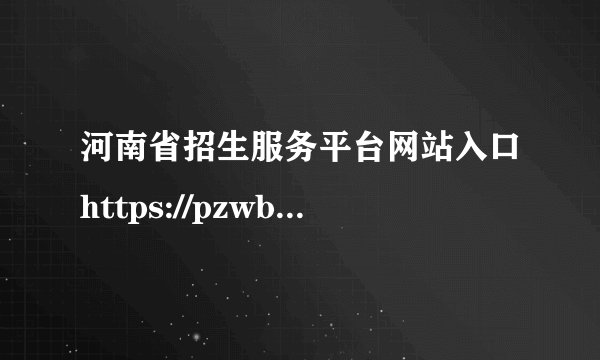 河南省招生服务平台网站入口https://pzwb.haeea.cn/