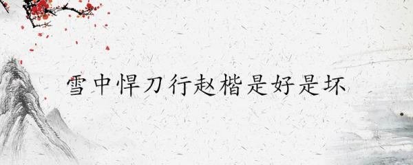 雪中悍刀行赵楷是好是坏