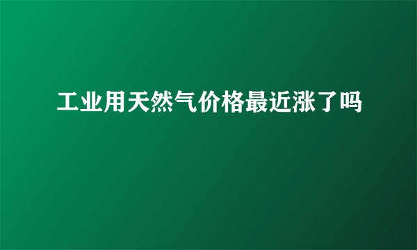 工业用天然气价格最近涨了吗