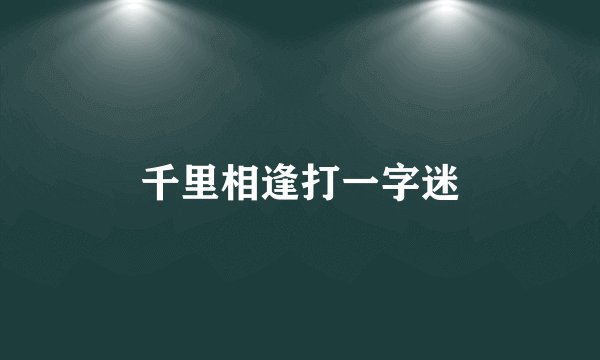 千里相逢打一字迷