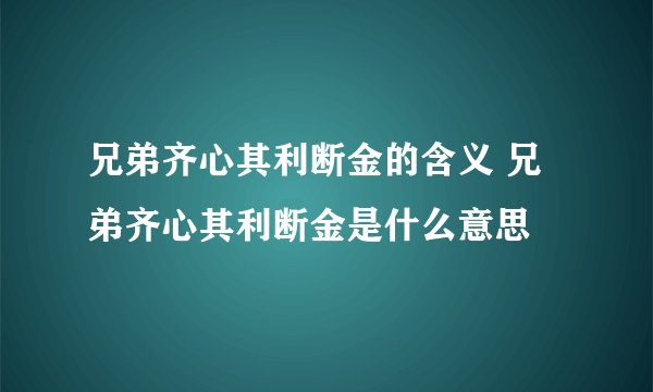 兄弟齐心其利断金的含义 兄弟齐心其利断金是什么意思