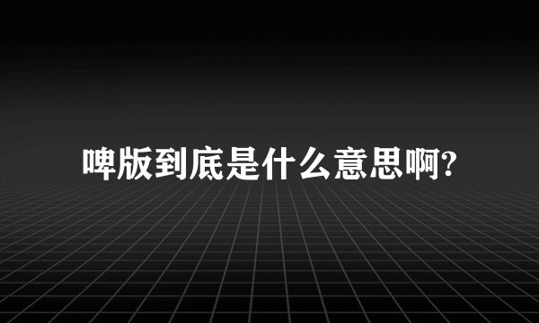 啤版到底是什么意思啊?