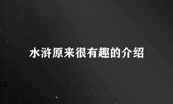 水浒原来很有趣的介绍