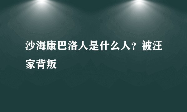 沙海康巴洛人是什么人？被汪家背叛