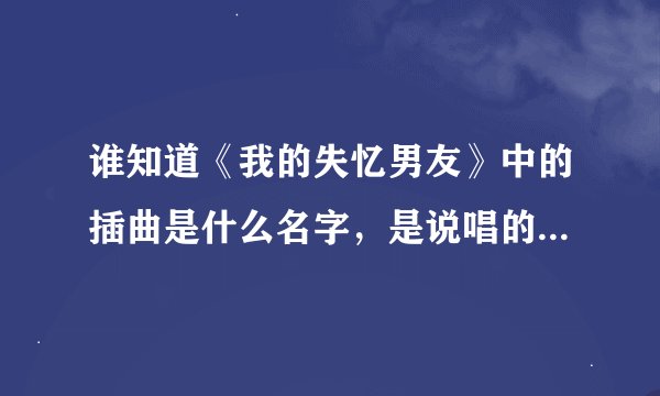谁知道《我的失忆男友》中的插曲是什么名字，是说唱的那段主演好像是古天乐