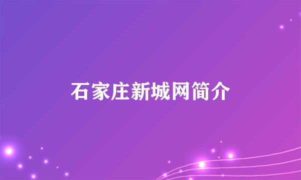 石家庄新城网简介