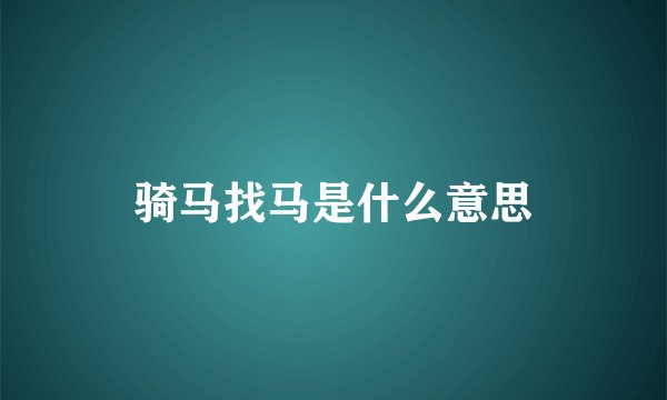 骑马找马是什么意思
