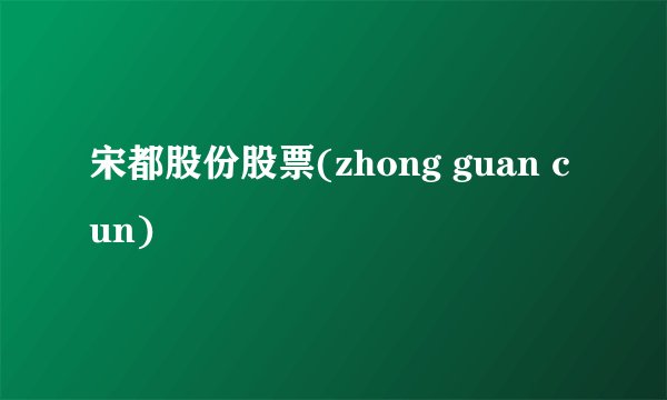 宋都股份股票(zhong guan cun)