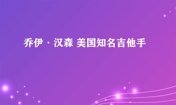 乔伊·汉森 美国知名吉他手