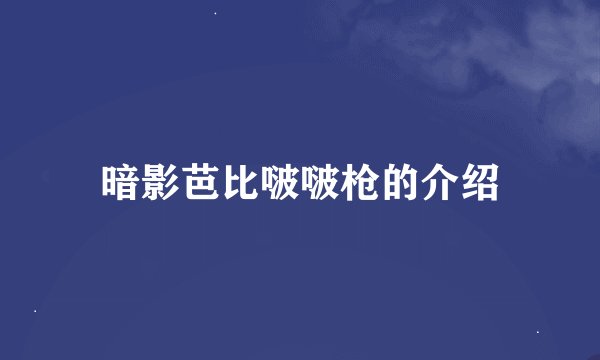 暗影芭比啵啵枪的介绍