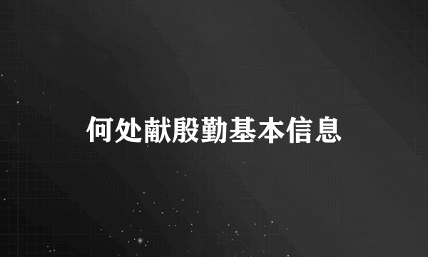 何处献殷勤基本信息